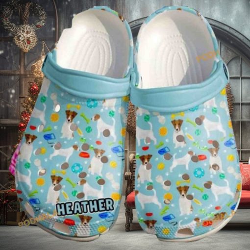 Customized Name Jack Russell Bone Pattern Puppy Crocs for Fans