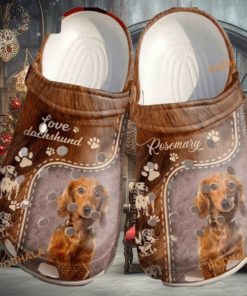 Customized Name Love Dachshund Fur Print Dog Crocs for Fans