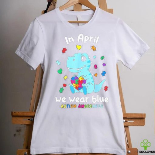 Cute Baby Dino Autism April We Wear Blue Autism Awareness Month Shirt