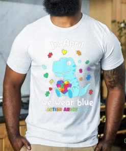 Cute Baby Dino Autism April We Wear Blue Autism Awareness Month Shirt