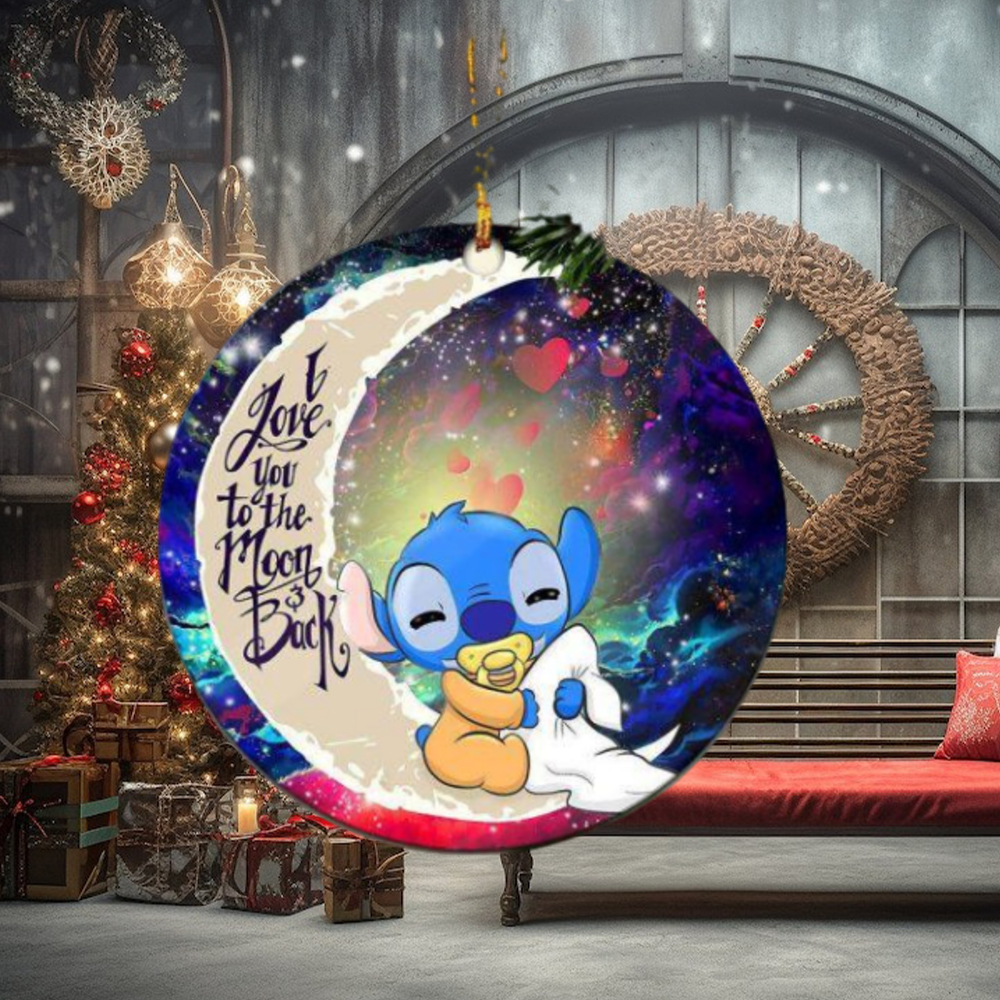 Cute Baby Stitch Sleep Love You To The Moon And Back Galaxy Christmas Decorations Ornament Cute Baby Stitch Sleep Love You To The Moon And Back Galaxy Christmas Decorations Ornament