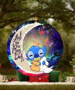 Cute Baby Stitch Sleep Love You To The Moon And Back Galaxy Christmas Decorations Ornament