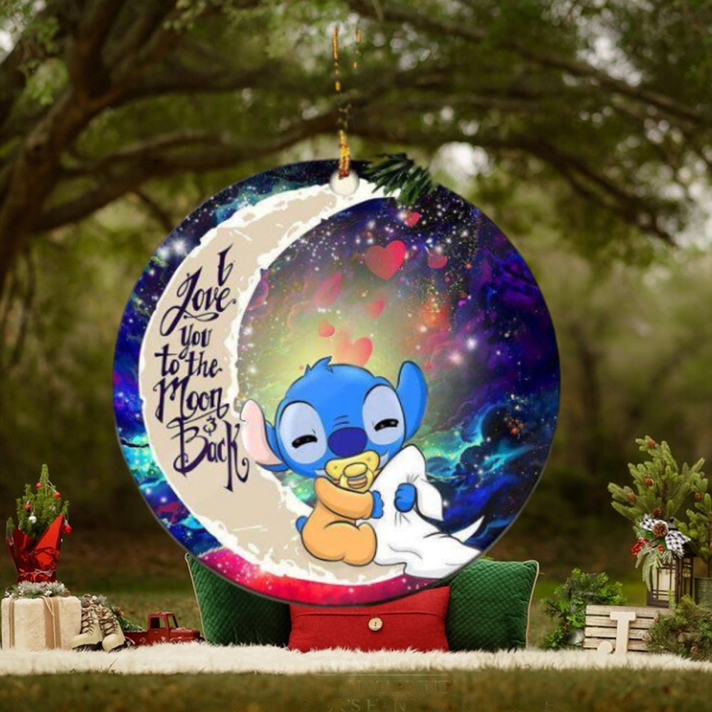 Cute Baby Stitch Sleep Love You To The Moon And Back Galaxy Christmas Decorations Ornament Cute Baby Stitch Sleep Love You To The Moon And Back Galaxy Christmas Decorations Ornament