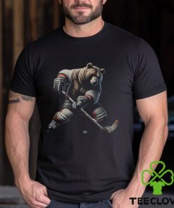 Cute Bear Playing Hockey For Bear And Hockey Lover Men's T shirt