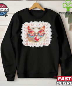 Cute Black Cat Meowy Christmas Light Xmas Holiday 2024 Shirt