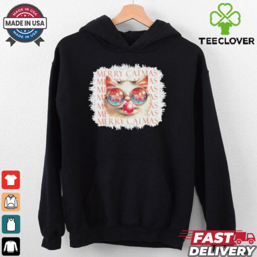 Cute Black Cat Meowy Christmas Light Xmas Holiday 2024 Shirt