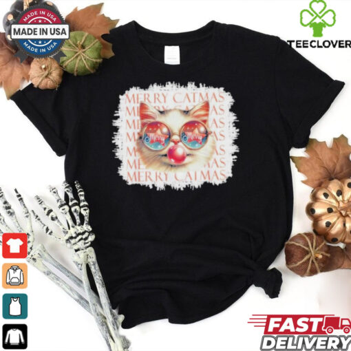 Cute Black Cat Meowy Christmas Light Xmas Holiday 2024 Shirt