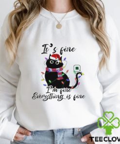 Cute Black Cat Wearing Santa Hat With Christmas Light It’s Fine I’m Fine Everything’s Fine Merry Christmas 2023 T hoodie, sweater, longsleeve, shirt v-neck, t-shirt