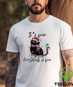 Cute Black Cat Wearing Santa Hat With Christmas Light It’s Fine I’m Fine Everything’s Fine Merry Christmas 2023 T hoodie, sweater, longsleeve, shirt v-neck, t-shirt