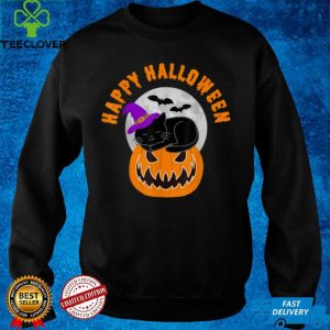 Cute Black Cat Witch Scary Pumpkin Happy Halloween T Shirt