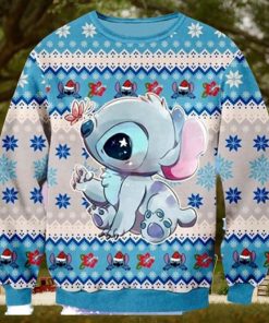 Cute Blue Alien Ugly Christmas Shirt, Ohana Alien Sweater, Ugly Christmas Sweater