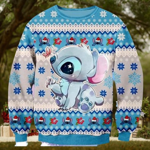 Cute Blue Alien Ugly Christmas Shirt, Ohana Alien Sweater, Ugly Christmas Sweater