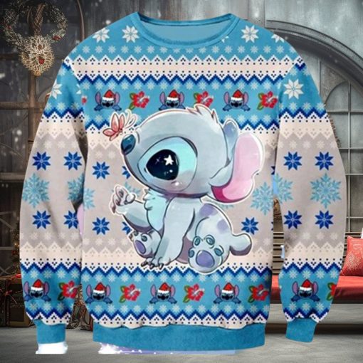 Cute Blue Alien Ugly Christmas Shirt, Ohana Alien Sweater, Ugly Christmas Sweater