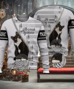 Cute Cat The Sound Of Silence 3D Full Print Ugly Sweater Christmas Gift Sweater