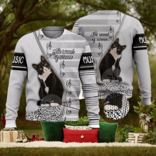 Cute Cat The Sound Of Silence 3D Full Print Ugly Sweater Christmas Gift Sweater