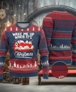 Cute Cat Wake Me Up When It’s Christmas Chillin’ Ugly Christmas Sweater