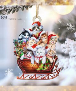 Cute Cats On The Sledge Christmas Holiday Two Sided Ornament