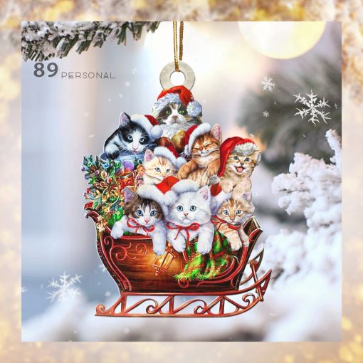 Cute Cats On The Sledge Christmas Holiday   Two Sided Ornament