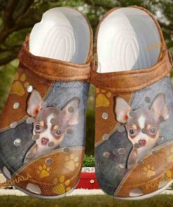 Cute Chihuahua Leather Zipper Chihuahua Lover Dog Crocs Shoes