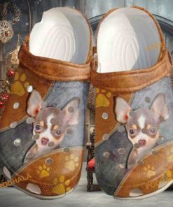 Cute Chihuahua Leather Zipper Chihuahua Lover Dog Crocs Shoes