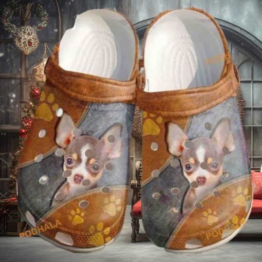 Cute Chihuahua Leather Zipper Chihuahua Lover Dog Crocs Shoes