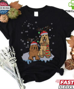 Cute Christmas Cocker Spaniel Santa Hats Reindeer Dog Lovers shirt