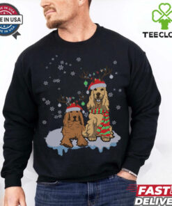 Cute Christmas Cocker Spaniel Santa Hats Reindeer Dog Lovers shirt 1 Cute Christmas Cocker Spaniel Santa Hats Reindeer Dog Lovers shirt