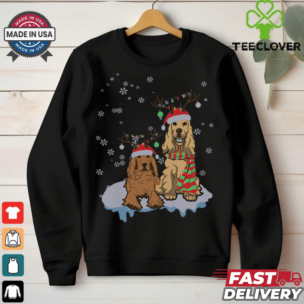 Cute Christmas Cocker Spaniel Santa Hats Reindeer Dog Lovers shirt Cute Christmas Cocker Spaniel Santa Hats Reindeer Dog Lovers shirt
