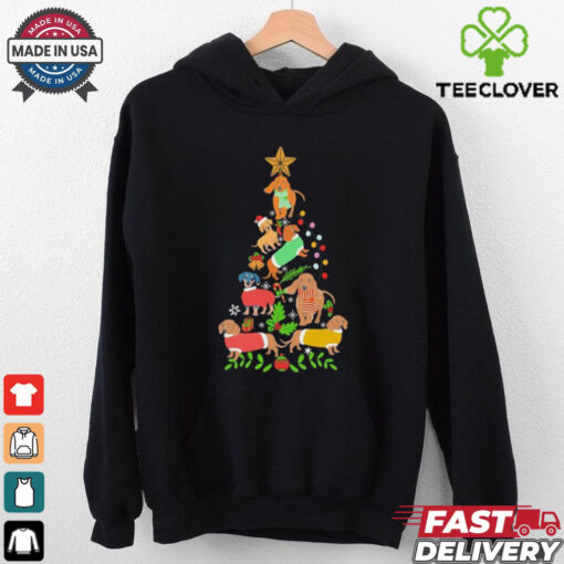 Cute Christmas Dachshund Tree Clothes Dog Lover Holiday Shirt