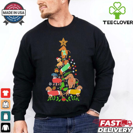 Cute Christmas Dachshund Tree Clothes Dog Lover Holiday Shirt