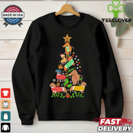 Cute Christmas Dachshund Tree Clothes Dog Lover Holiday Shirt