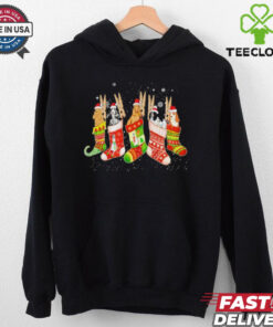 Cute Cocker Spaniel Dog In Christmas Sock Santa Hat Shirt