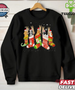 Cute Cocker Spaniel Dog In Christmas Sock Santa Hat Shirt