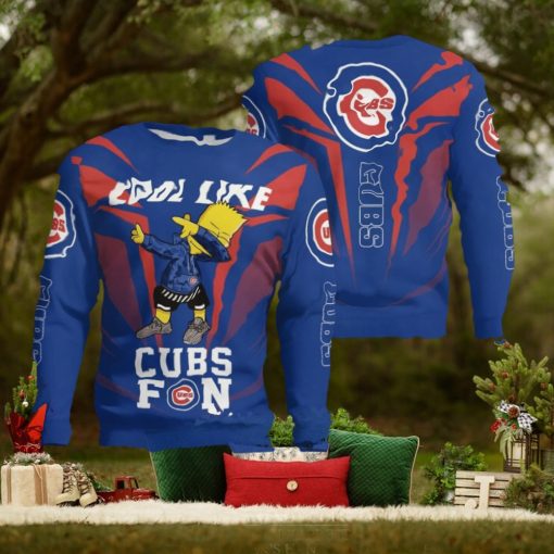 Cute Cool Like Chicago Cubs Fan Bart Simpson Dab Ugly Christmas Sweater
