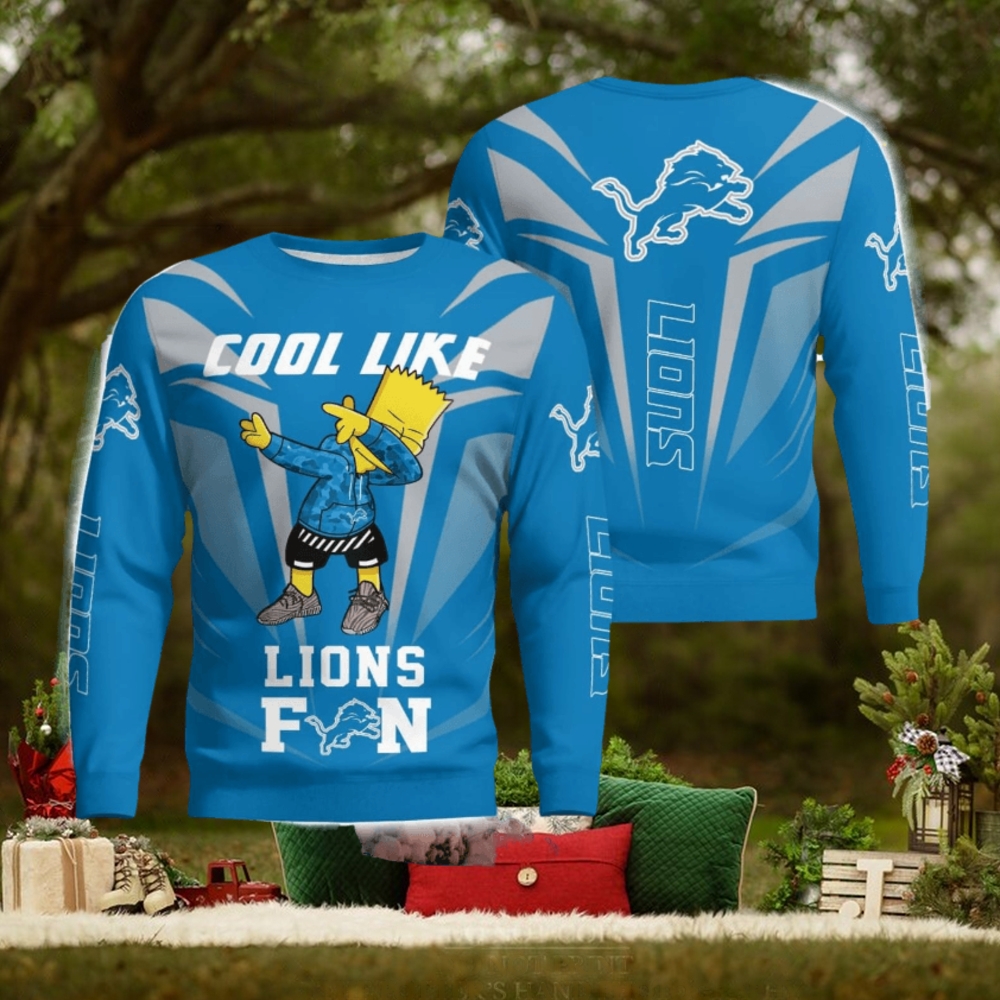 Cute Cool Like Detroit Lions Fan Bart Simpson Dab Ugly Christmas Sweater Cute Cool Like Detroit Lions Fan Bart Simpson Dab Ugly Christmas Sweater