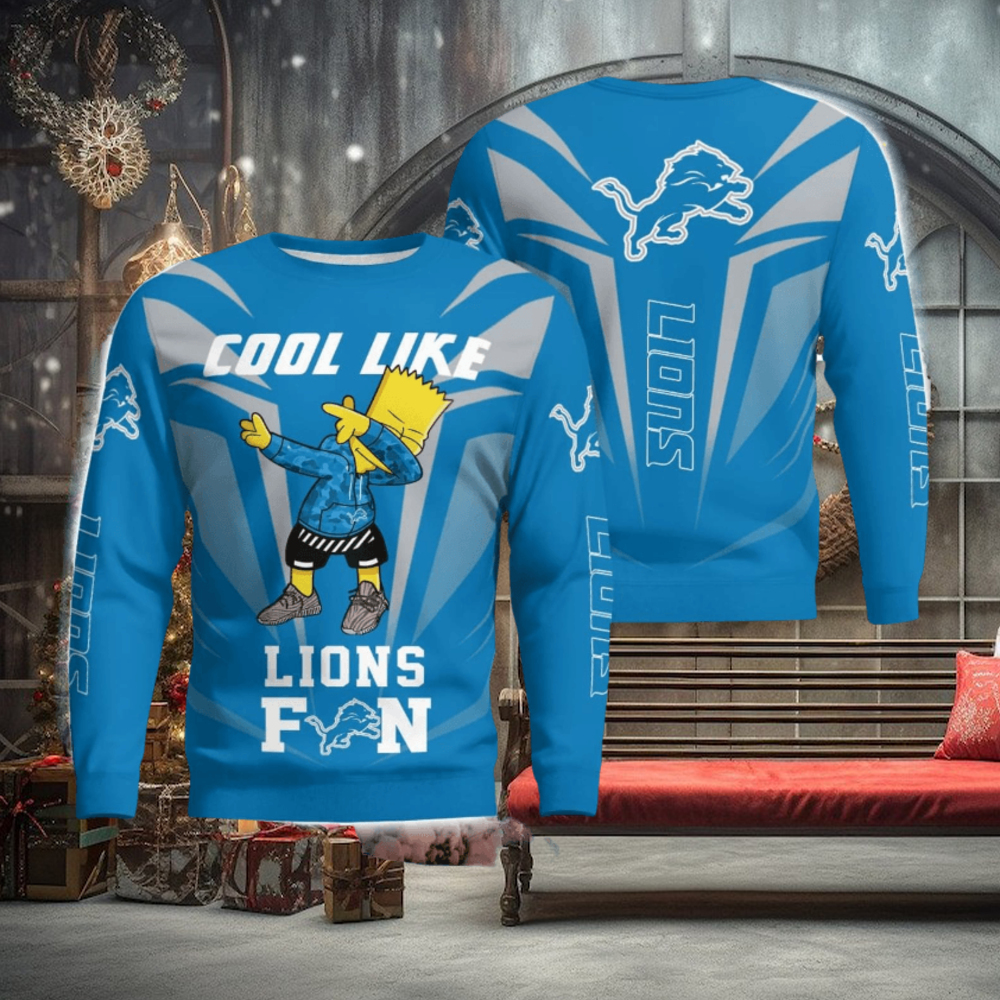 Cute Cool Like Detroit Lions Fan Bart Simpson Dab Ugly Christmas Sweater Cute Cool Like Detroit Lions Fan Bart Simpson Dab Ugly Christmas Sweater
