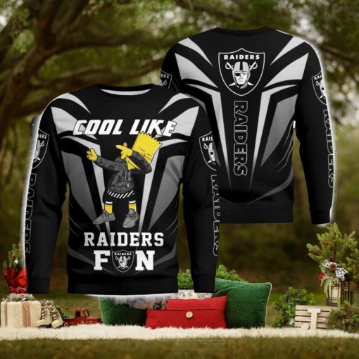 Cute Cool Like Las Vegas Raiders Fan Bart Simpson Dab Ugly Christmas Sweater