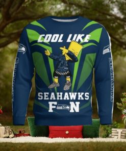 Cute Cool Like Seattle Seahawks Fan Bart Simpson Dab Ugly Christmas Sweater