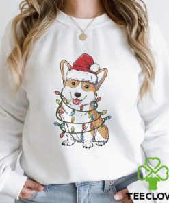 Cute Corgi Christmas Lights Santa Hat Shirt