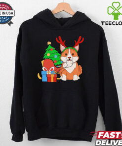 Cute Corgi Dog Santa Reindeer Christmas Shirt