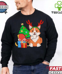 Cute Corgi Dog Santa Reindeer Christmas Shirt