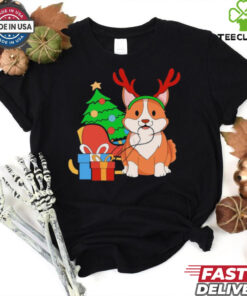 Cute Corgi Dog Santa Reindeer Christmas Shirt