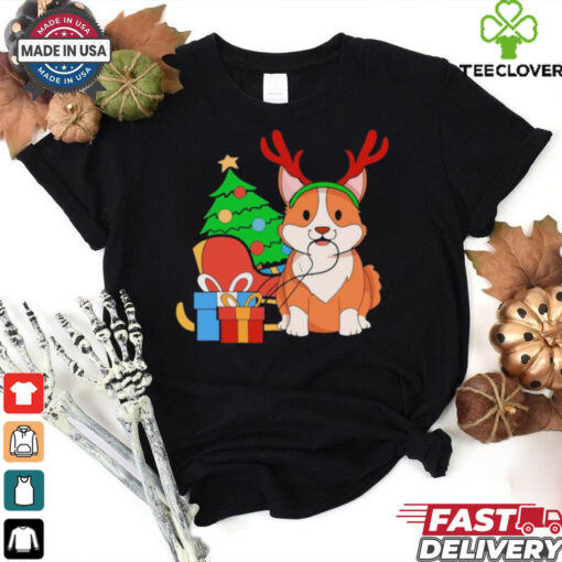 Cute Corgi Dog Santa Reindeer Christmas Shirt