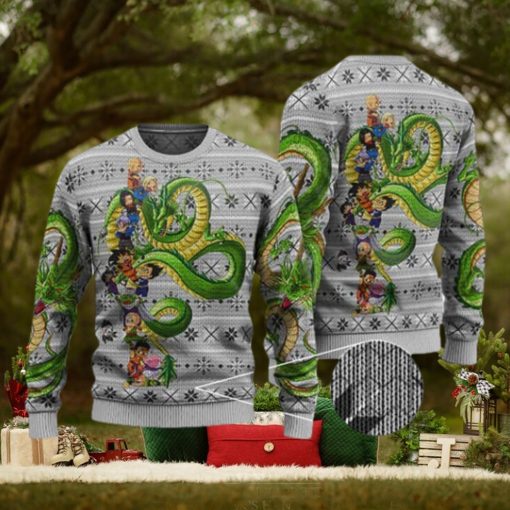 Cute Goku & Friends With Shenron Ugly Xmas Sweater