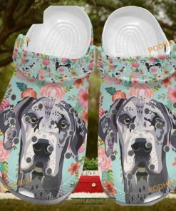 Cute Great Dane Dog Floral Pattern Dog Crocs for Dog Lovers