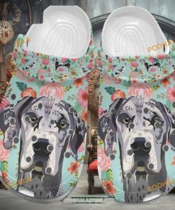 Cute Great Dane Dog Floral Pattern Dog Crocs for Dog Lovers