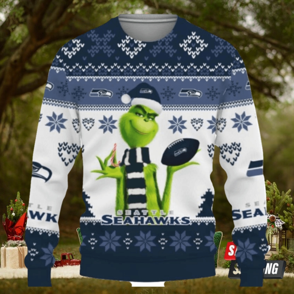 Cute Grinch Seattle Seahawks Ugly Christmas Sweaters Cute Grinch Seattle Seahawks Ugly Christmas Sweaters