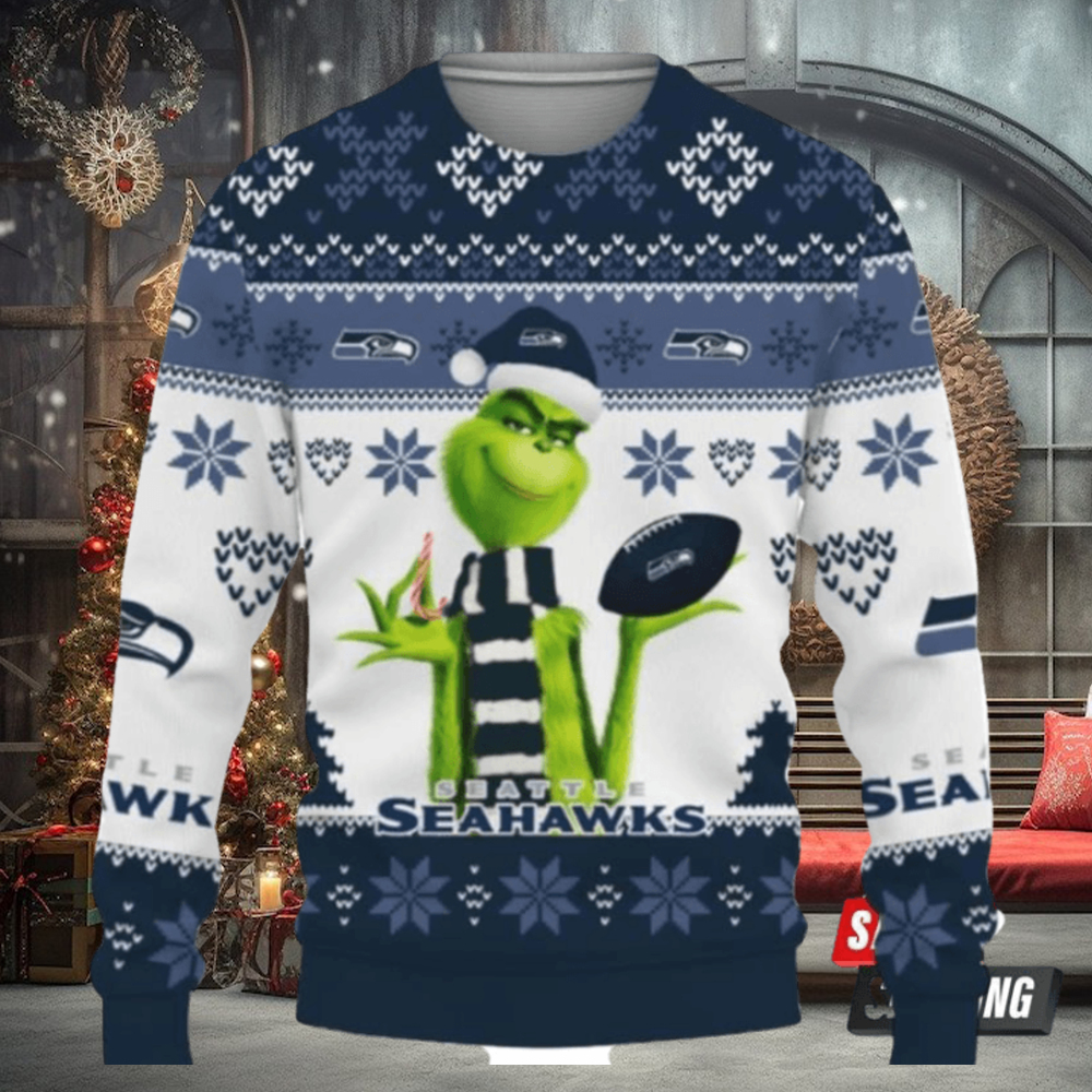 Cute Grinch Seattle Seahawks Ugly Christmas Sweaters Cute Grinch Seattle Seahawks Ugly Christmas Sweaters