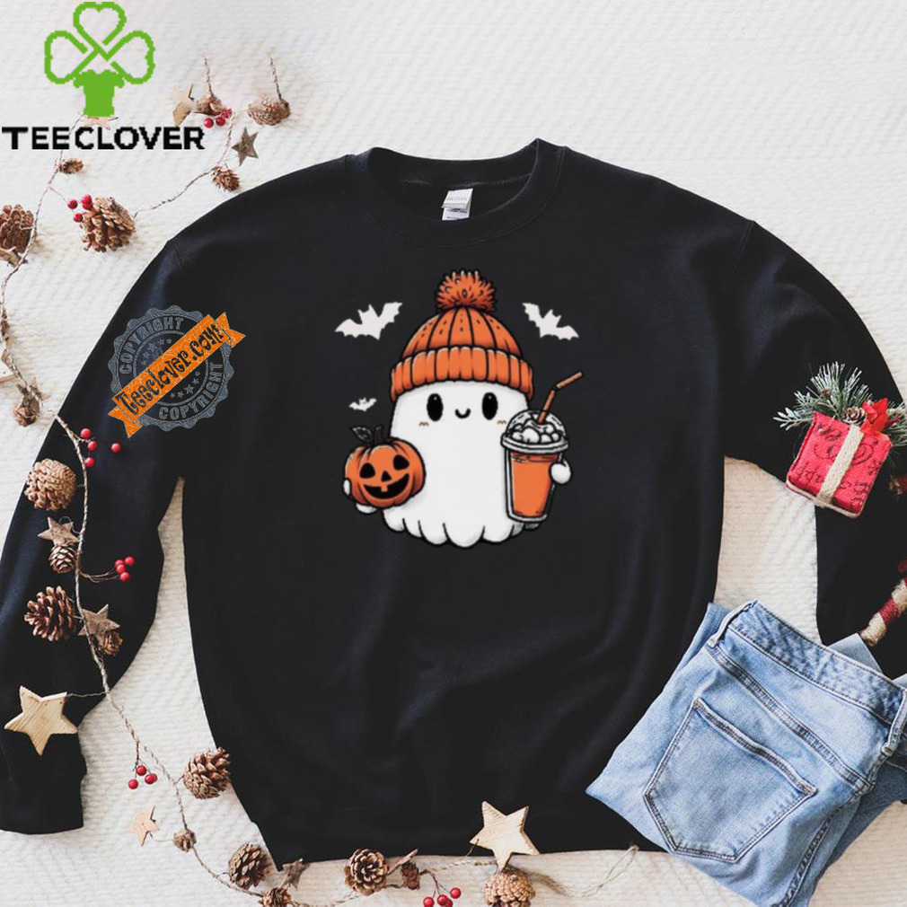 Cute Halloween Ghost with Pumpkin and Coffee shirt Cute Halloween Ghost with Pumpkin and Coffee shirt