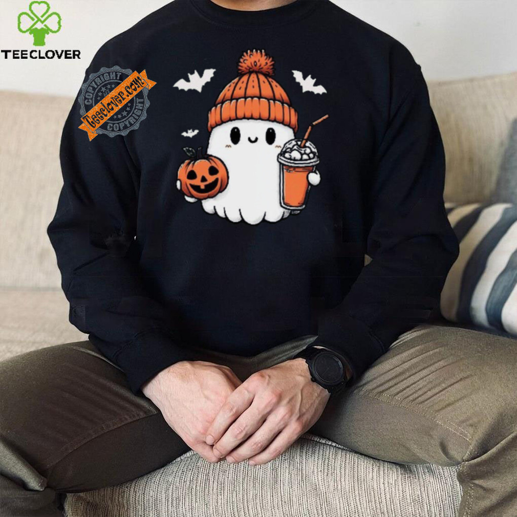 Cute Halloween Ghost with Pumpkin and Coffee shirt Cute Halloween Ghost with Pumpkin and Coffee shirt